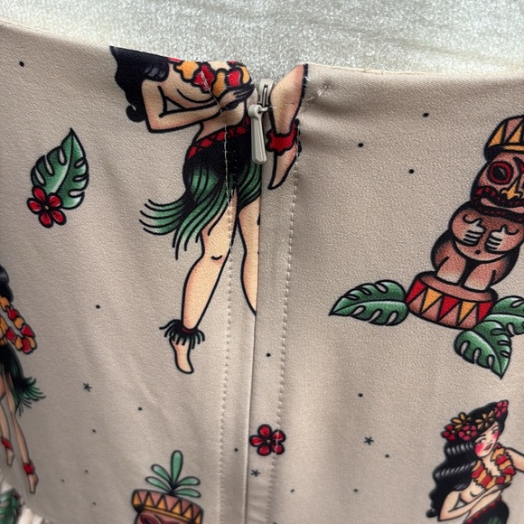 Sourpuss Beige and Red Pin-Up Midi Dress - Picture 6 of 9